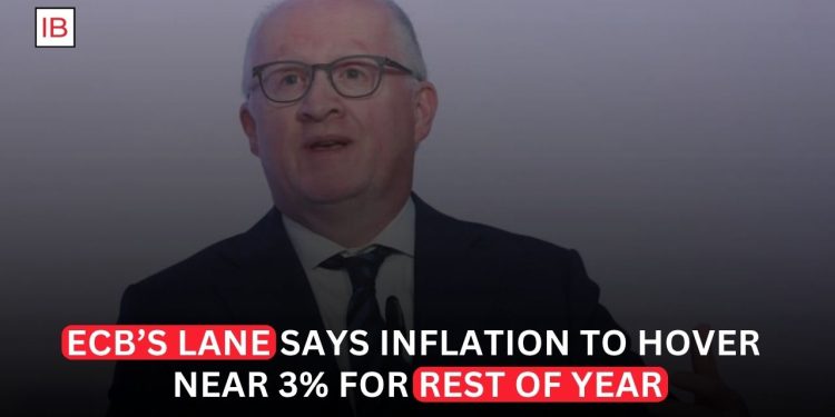 ECB’s Lane Says Euro-Area Inflation Could Hover Around 3% Through the Rest of 2026