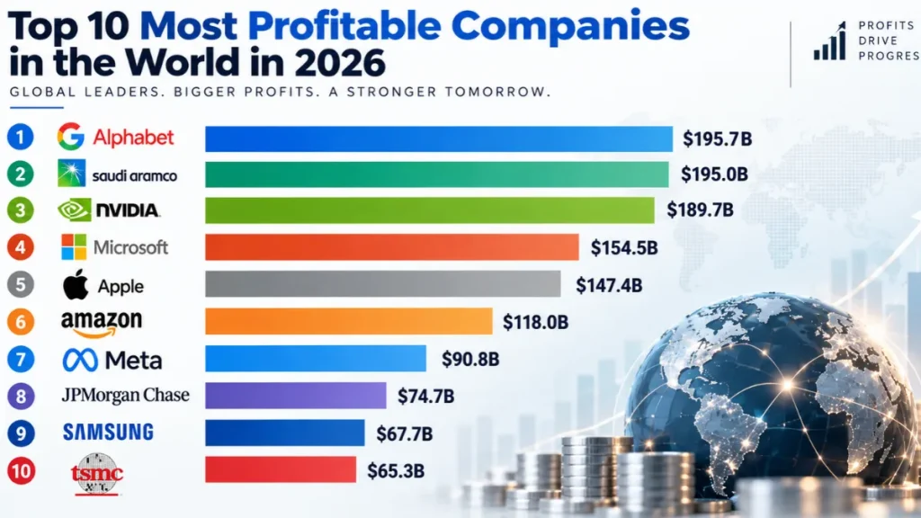 Top 10 most profitable companies in the world by trailing twelve month earnings in 2026
