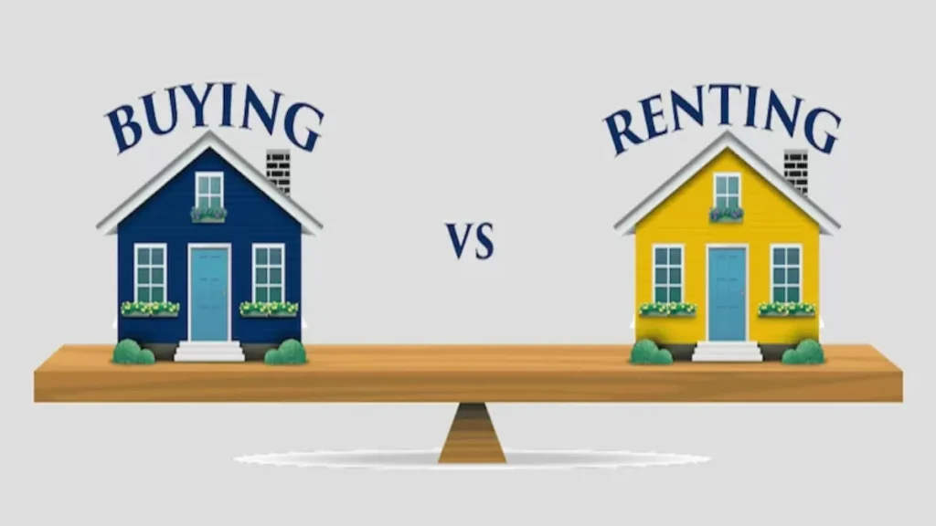 Renting versus buying a home comparison concept