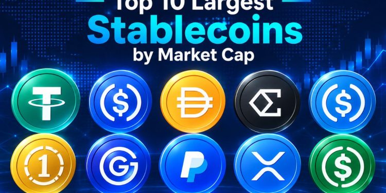 Top 10 largest stablecoins by market cap in 2026, including USDT, USDC, USDS and other major stablecoins