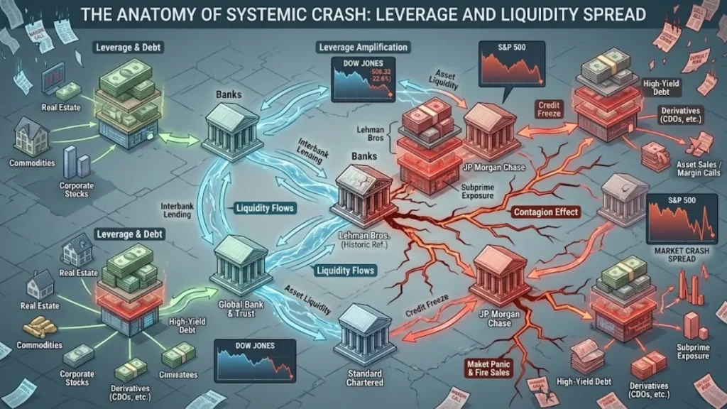 Leverage liquidity and systemic risk in financial markets