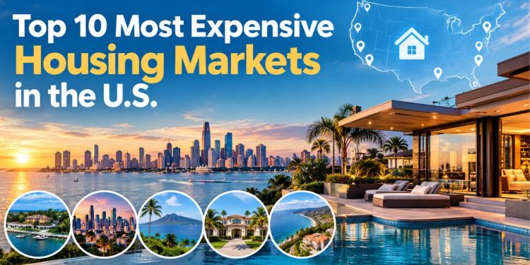 Luxury homes representing the most expensive housing markets in the United States in 2026