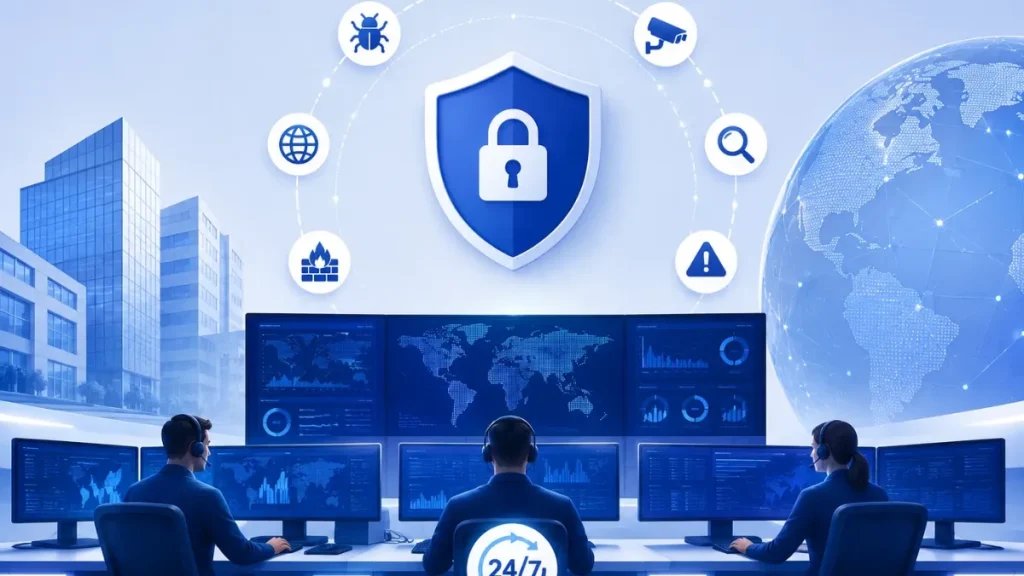 Security analysts monitoring AI-powered cybersecurity systems